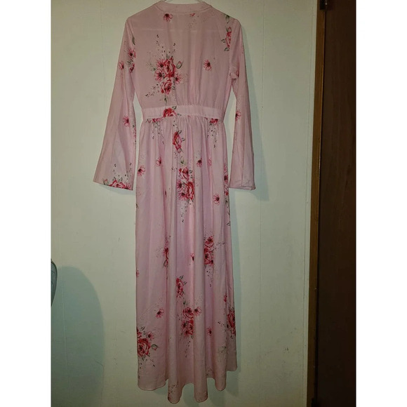 Women's Sleepwear Robe Set Medium Floral Long Sleeve Tie Front Polyester (GG) - Picture 6 of 9